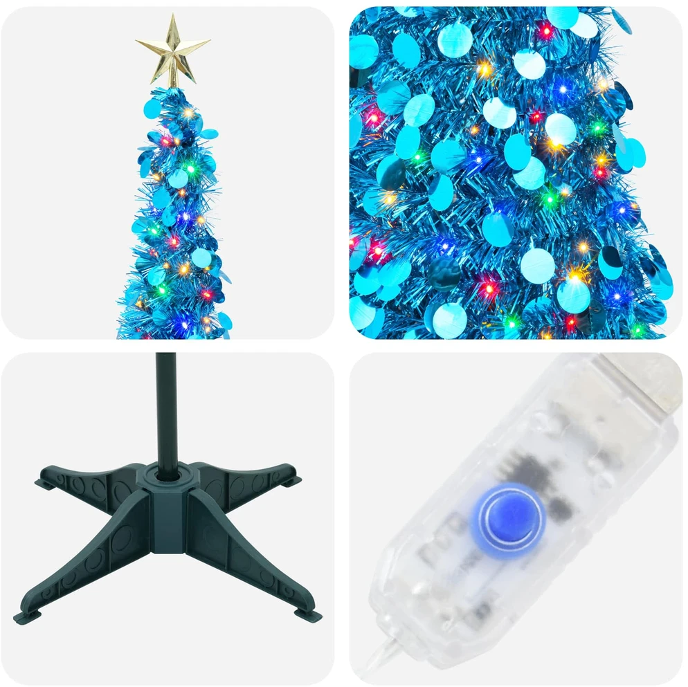 Iššokanti LED Kalėdų eglutė su žvaigžde viršūnėje 150 cm 50 LED