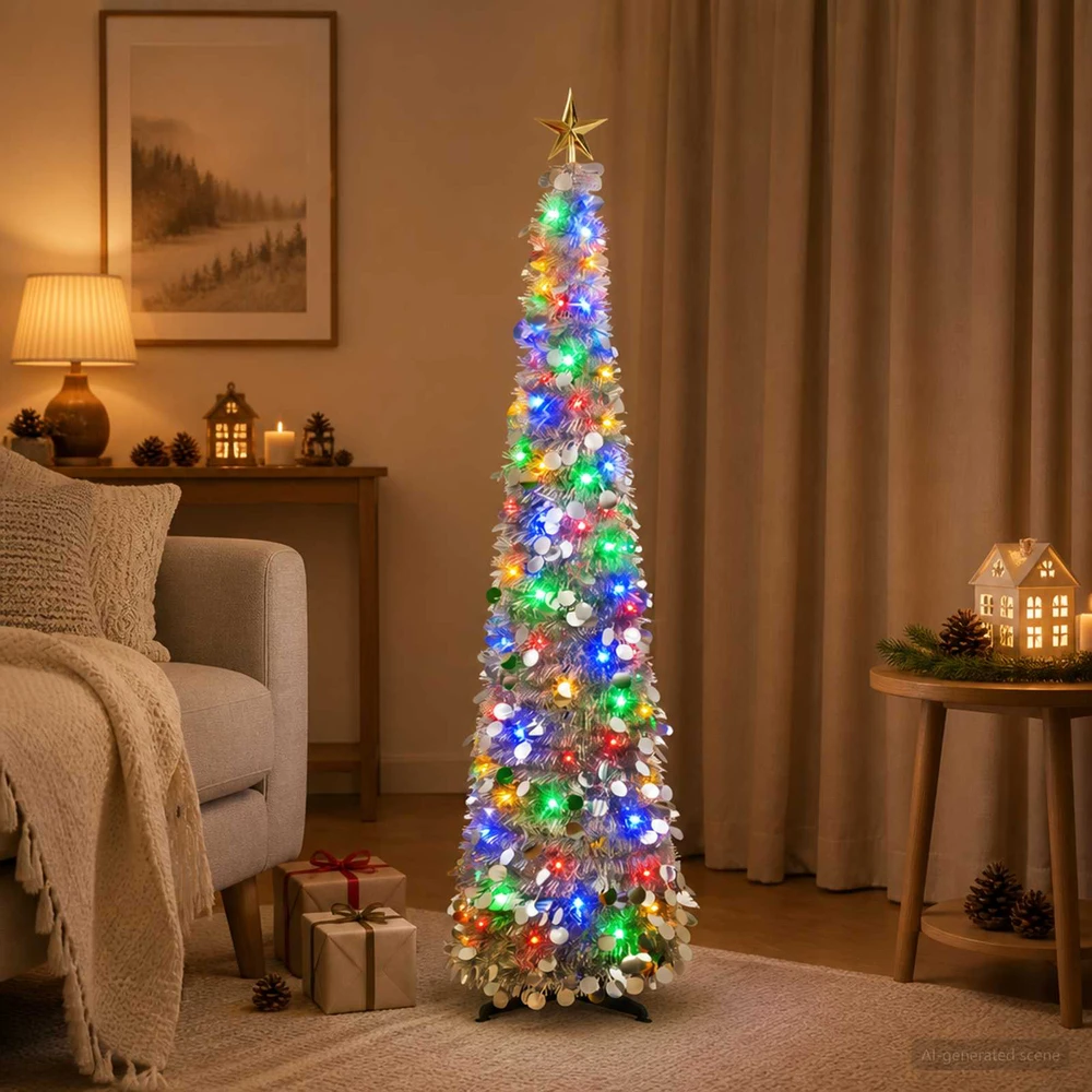 Iššokanti LED Kalėdų eglutė su žvaigžde viršūnėje 150 cm 50 LED
