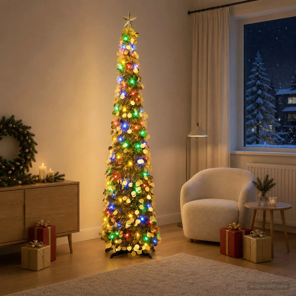 Iššokanti LED Kalėdų eglutė su žvaigžde viršūnėje 180 cm