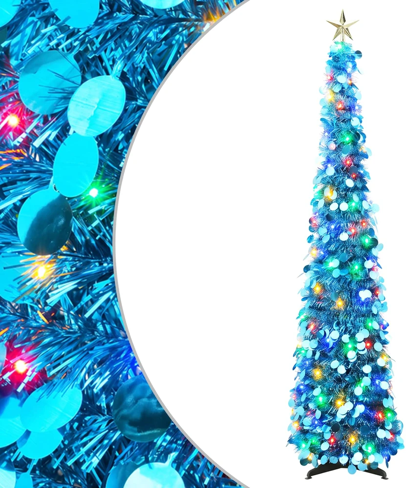 Iššokanti LED Kalėdų eglutė su žvaigžde viršūnėje 120 cm 50 LED