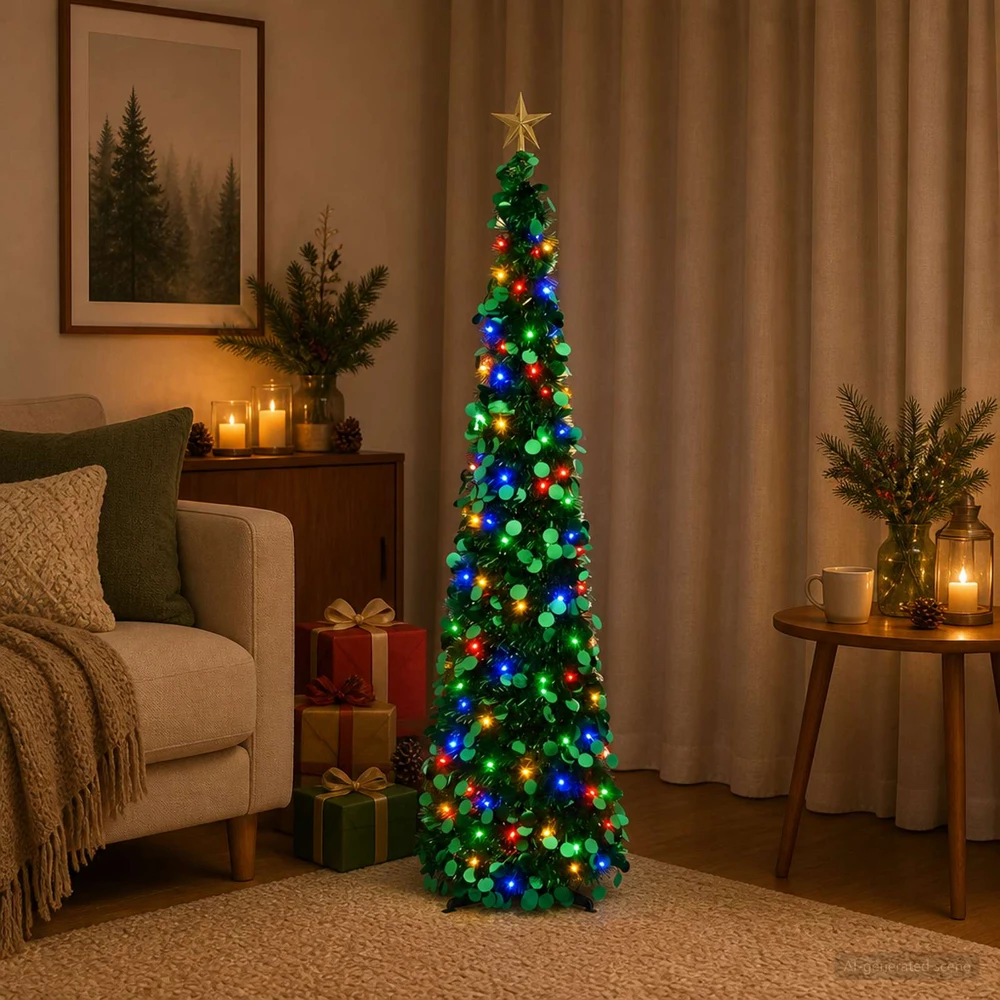Iššokanti LED Kalėdų eglutė su žvaigžde viršūnėje 120 cm 50 LED