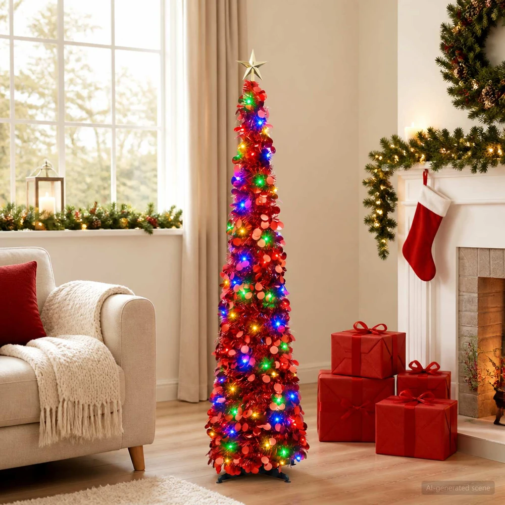 Iššokanti LED Kalėdų eglutė su žvaigžde viršūnėje 120 cm 50 LED