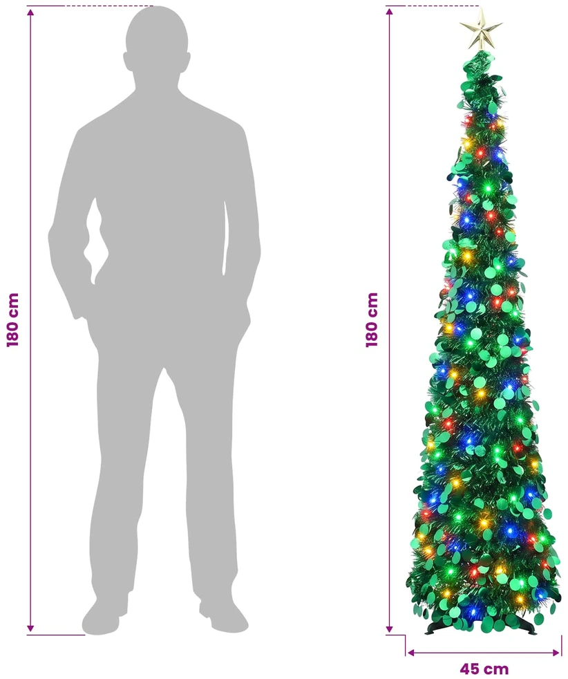 Iššokanti LED Kalėdų eglutė su žvaigžde viršūnėje 180 cm