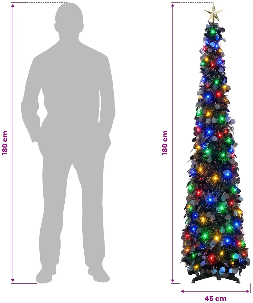 Iššokanti LED Kalėdų eglutė su žvaigžde viršūnėje 180 cm