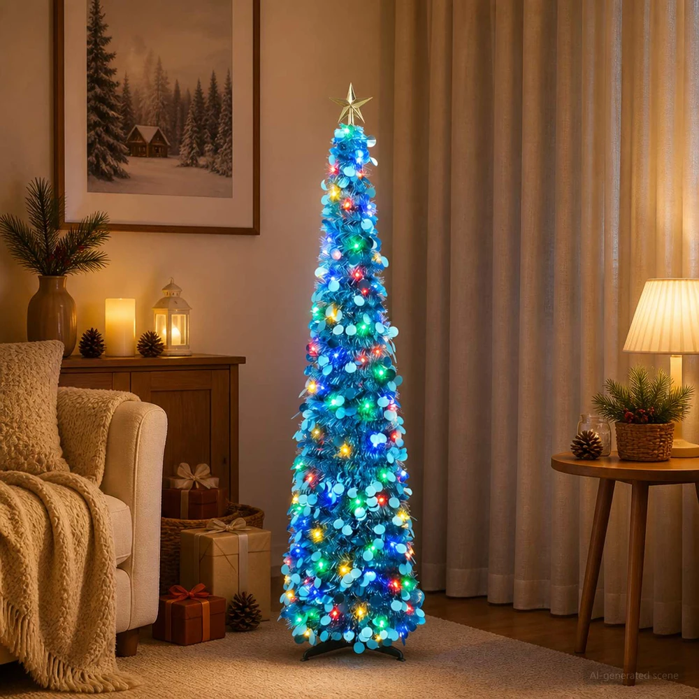 Iššokanti LED Kalėdų eglutė su žvaigžde viršūnėje 120 cm 50 LED