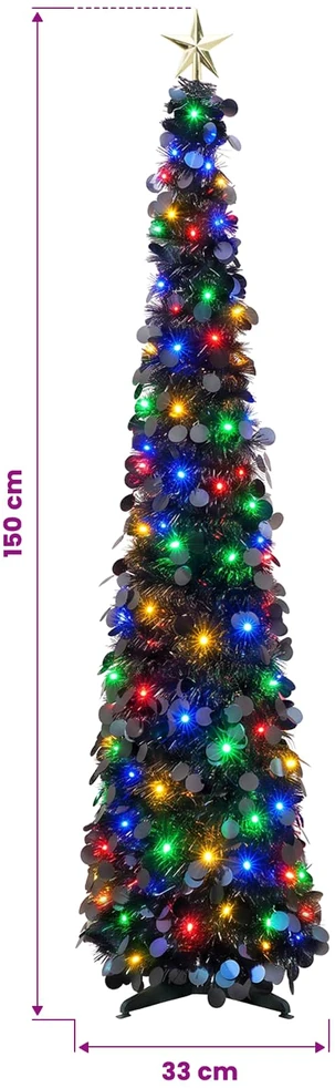 Iššokanti LED Kalėdų eglutė su žvaigžde viršūnėje 150 cm 50 LED