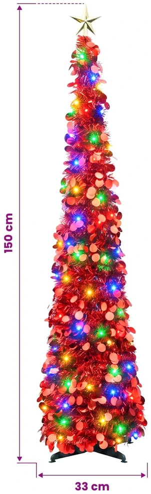Iššokanti LED Kalėdų eglutė su žvaigžde viršūnėje 150 cm 50 LED