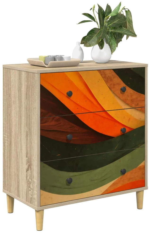 Ištraukalas spinta BONN Retro bangos spauda 66 x 36,5 x 75 cm