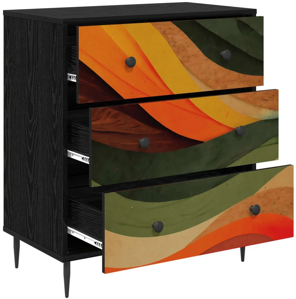 Ištraukalas spinta BONN Retro bangos spauda 66 x 36,5 x 76 cm