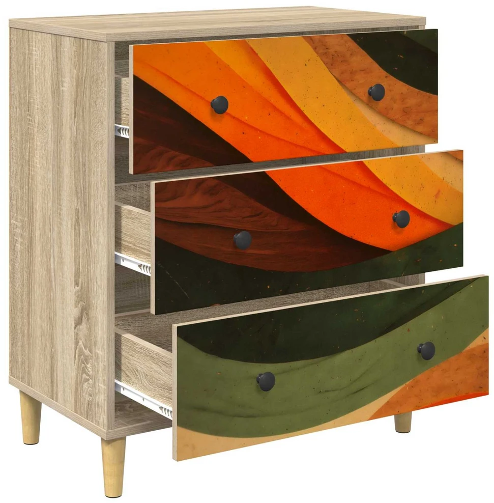 Ištraukalas spinta BONN Retro bangos spauda 66 x 36,5 x 75 cm