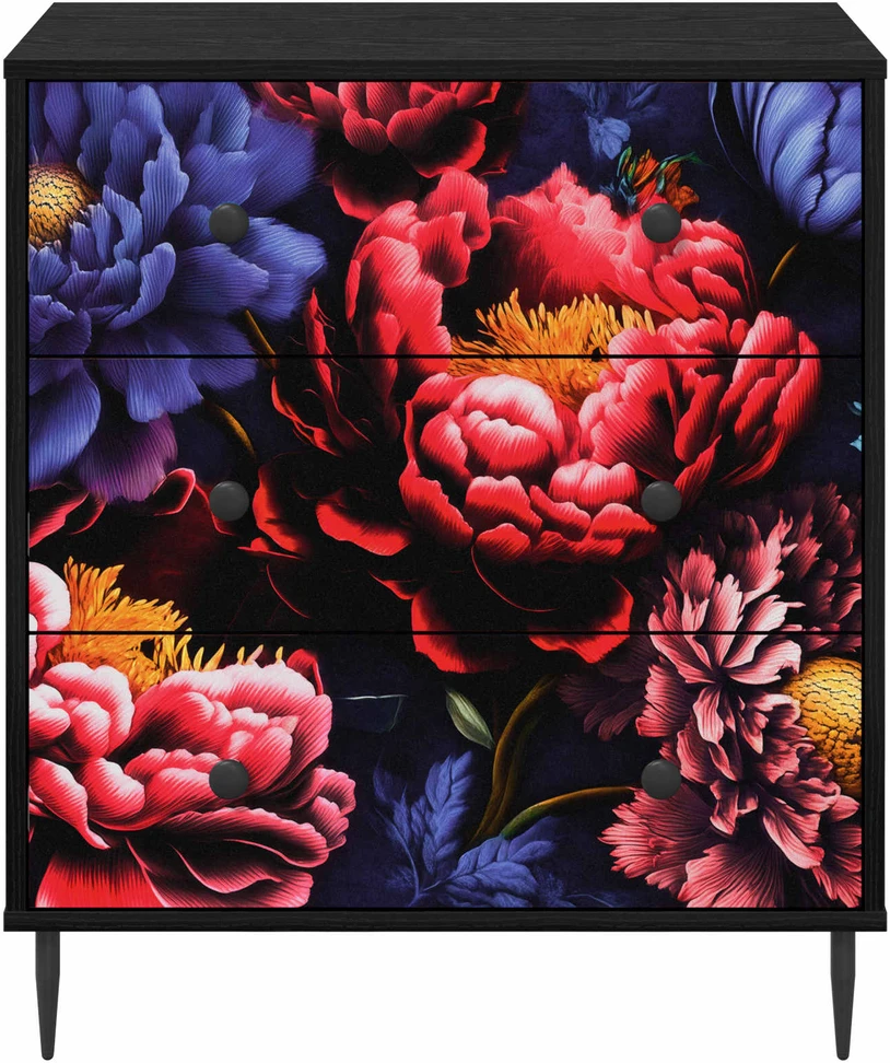 Ištraukalas spinta KIEL Tamsus bijūnų raštas 66 x 36,5 x 76 cm