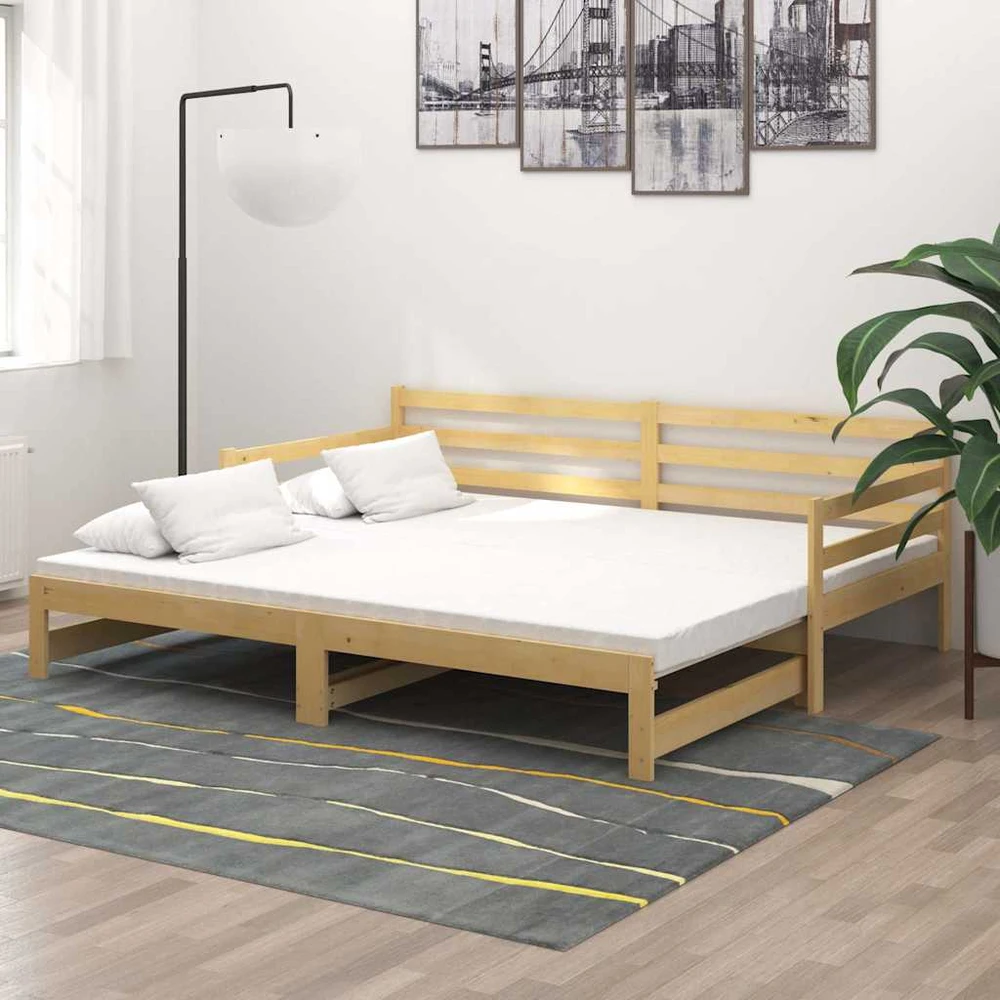 Ištraukiama lova, 2x(90x200)cm, pušies medienos masyvas