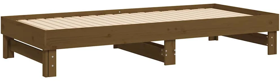 Ištraukiama lova, medaus ruda, 2x(100x200)cm, pušies masyvas