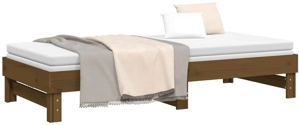 Ištraukiama lova, medaus ruda, 2x(100x200)cm, pušies masyvas