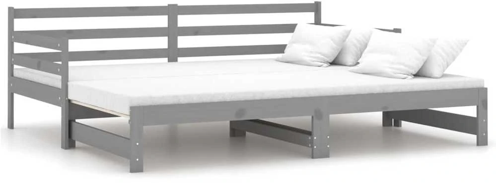 Ištraukiama lova, pilka, 2x(90x200)cm, pušies medienos masyvas