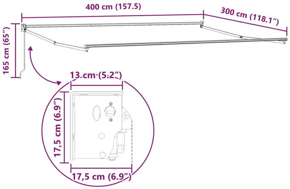 Ištraukiama markizė Žalia ir balta 400 × 350 cm