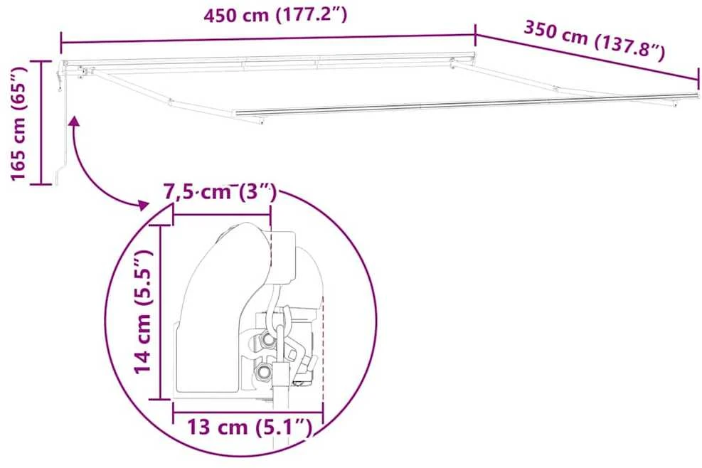 Ištraukiama markizė Balta 450 × 350 cm Audinys ir aliuminis