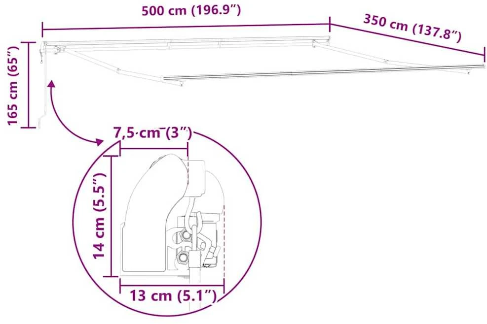 Ištraukiama markizė Balta 500 × 350 cm Audinys ir aliuminis