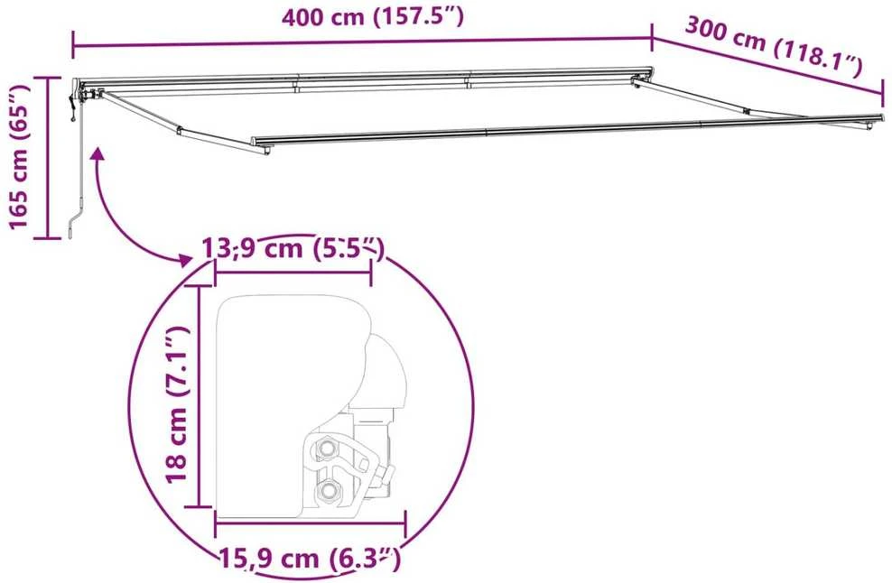 Markizės rėmas Antracito 400 × 300 cm Poliesteris su PU danga