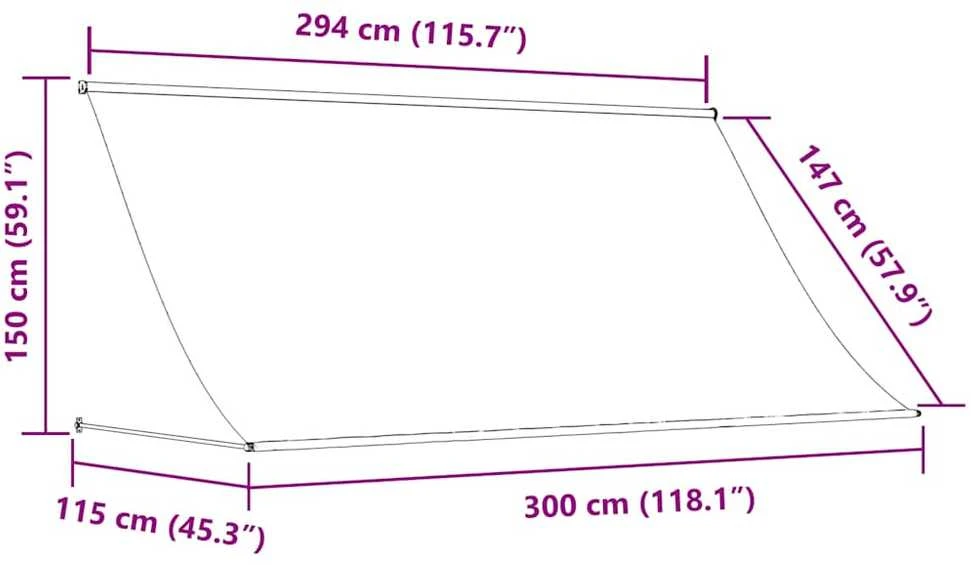 Ištraukiama markizė, antracito, 300x150cm, audinys ir plienas