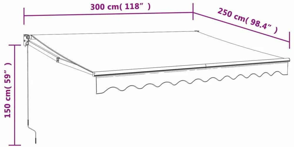 Ištraukiama markizė, antracito, 3x2,5m, audinys ir aliuminis