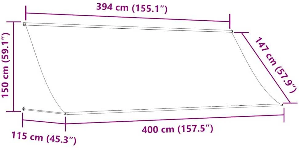 Ištraukiama markizė, antracito, 400x150cm, audinys ir plienas