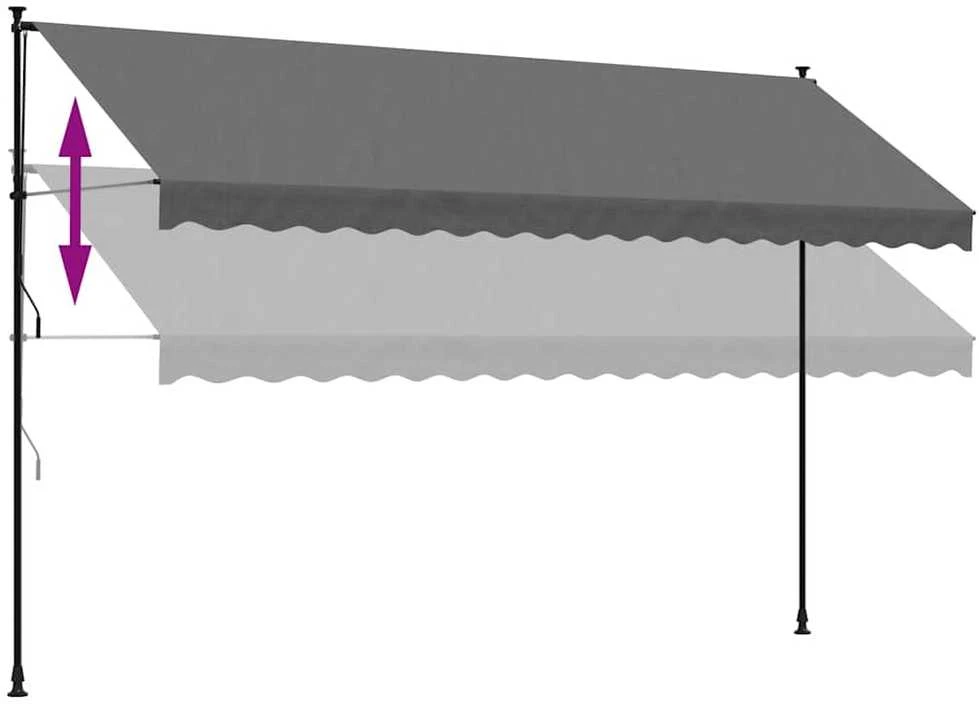 Ištraukiama markizė, antracito, 400x150cm, audinys ir plienas