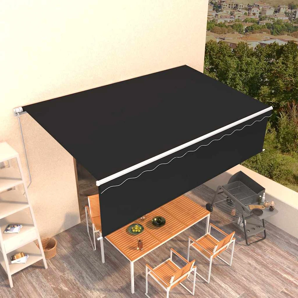 Rankiniu būdu ištraukiama markizė su uždanga, antracito, 5x3m