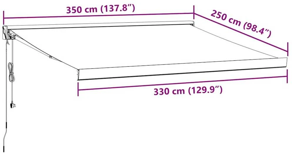 Ištraukiama markizė, antracito/balta, 3,5x2,5m, audinys