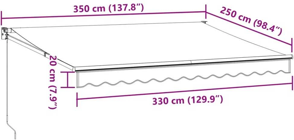 Ištraukiama markizė, antracito/balta, 3,5x2,5m, audinys