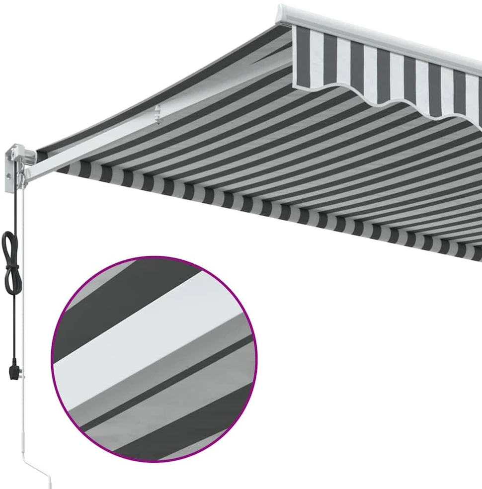 Ištraukiama markizė, antracito ir baltos spalvos, 3,5x2,5 m, audinys ir aliuminis