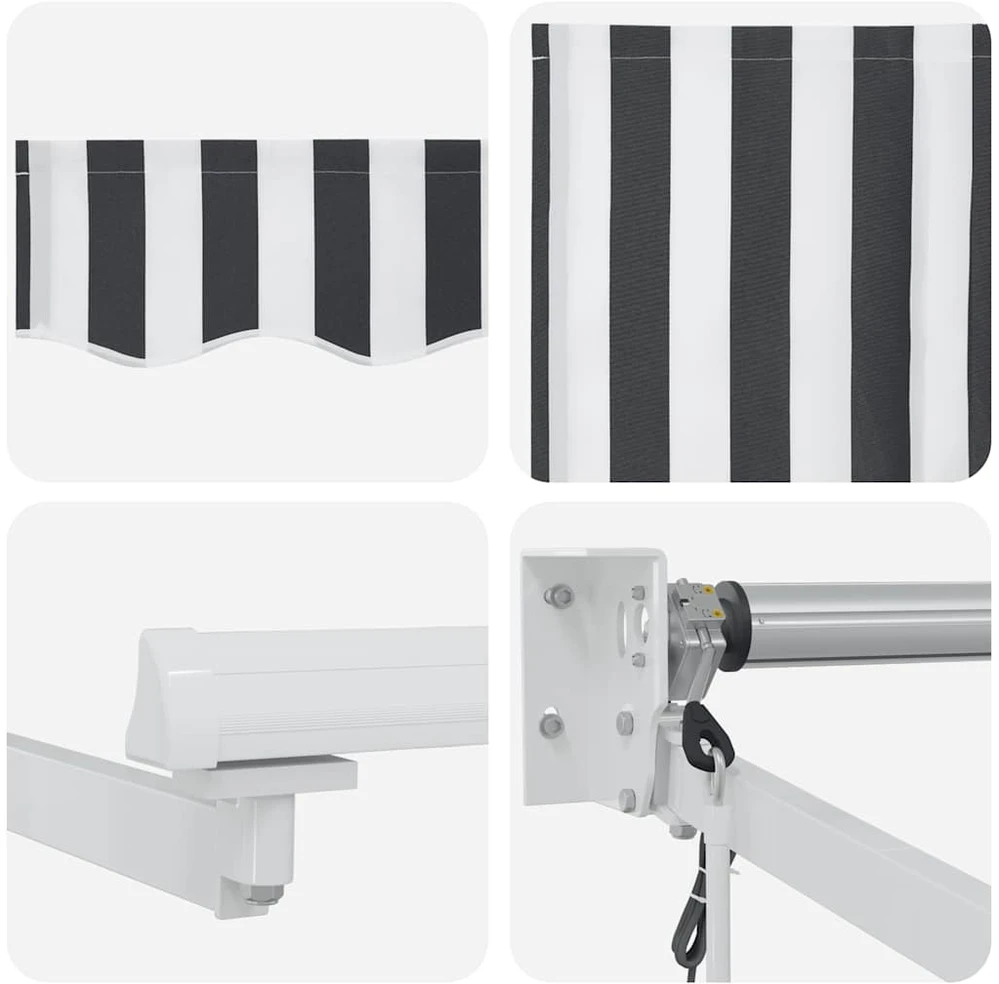 Ištraukiama markizė, antracito ir baltos spalvos, 3x2,5 m, audinys ir aliuminis