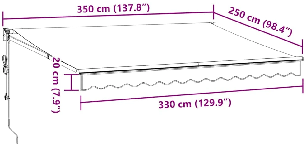 Ištraukiama markizė, antracito ir baltos spalvos, 3,5x2,5 m, audinys ir aliuminis
