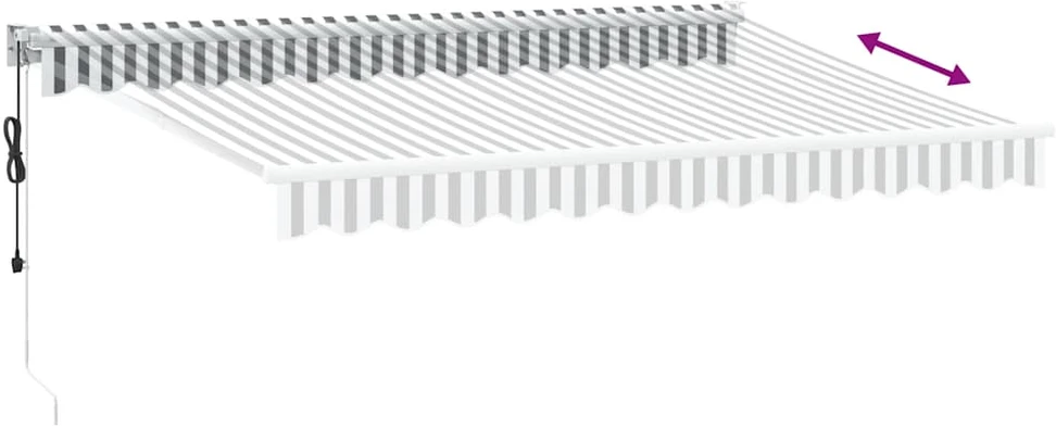 Ištraukiama markizė, antracito ir baltos spalvos, 3,5x2,5 m, audinys ir aliuminis