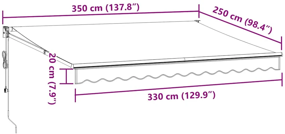 Ištraukiama markizė, antracito ir baltos spalvos, 3,5x2,5 m, audinys ir aliuminis