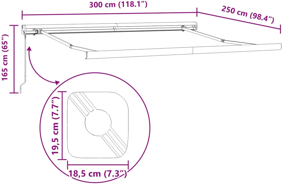 Ištraukiama markizė Balta 300 x 250 cm Audinys ir aliuminis