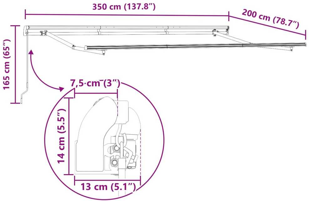 Ištraukiama markizė Geltona 350 x 200 cm audinys