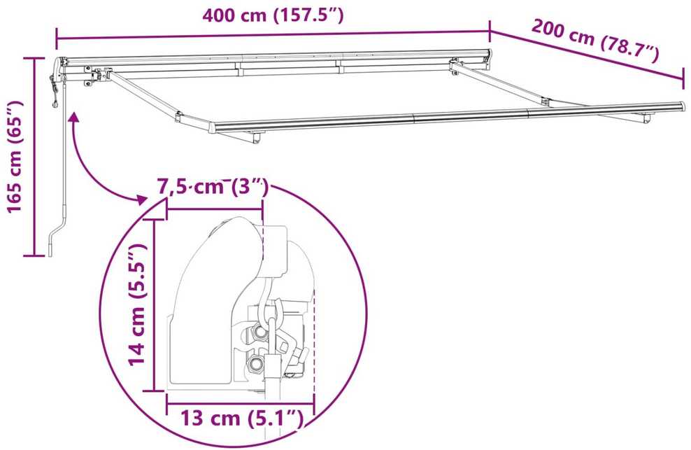 Ištraukiama markizė Geltona 400 x 200 cm audinys