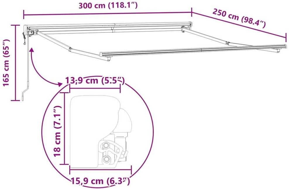 Markizės rėmas Geltona ir balta 300 x 250 cm