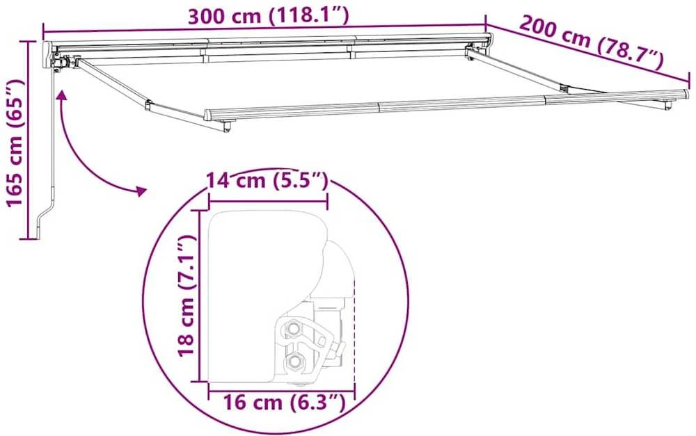 Markizės rėmas Geltona ir balta 300 x 200 cm