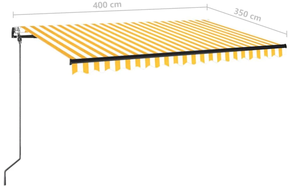 Markizė su LED/vėjo jutikliu, geltona/balta, 400x350cm