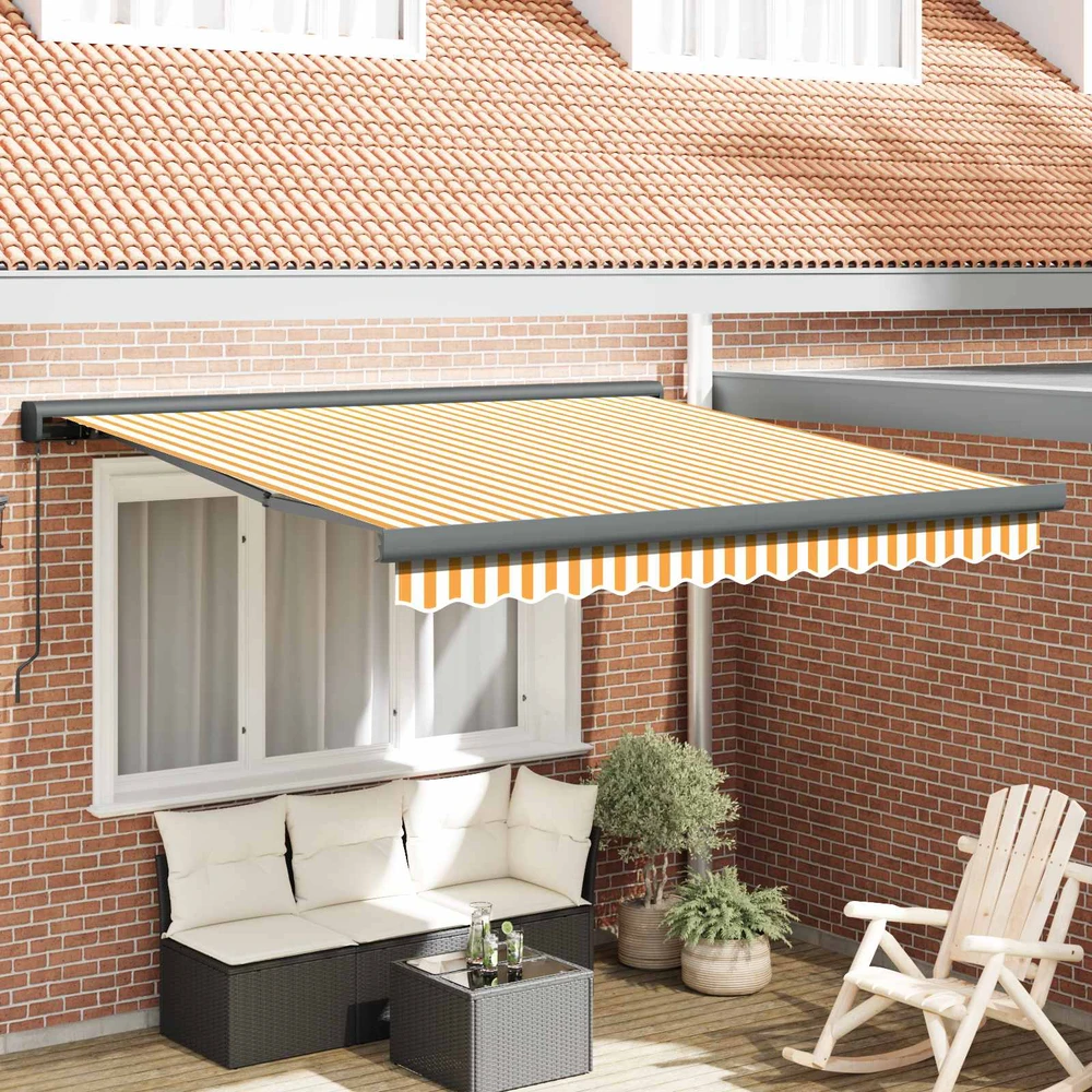 Ištraukiama markizė, geltona/balta, 3x2,5m, audinys/aliuminis