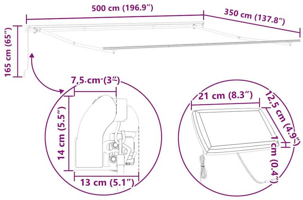 Ištraukiama markizė Geltona ir Oranžinė 500 × 350 cm