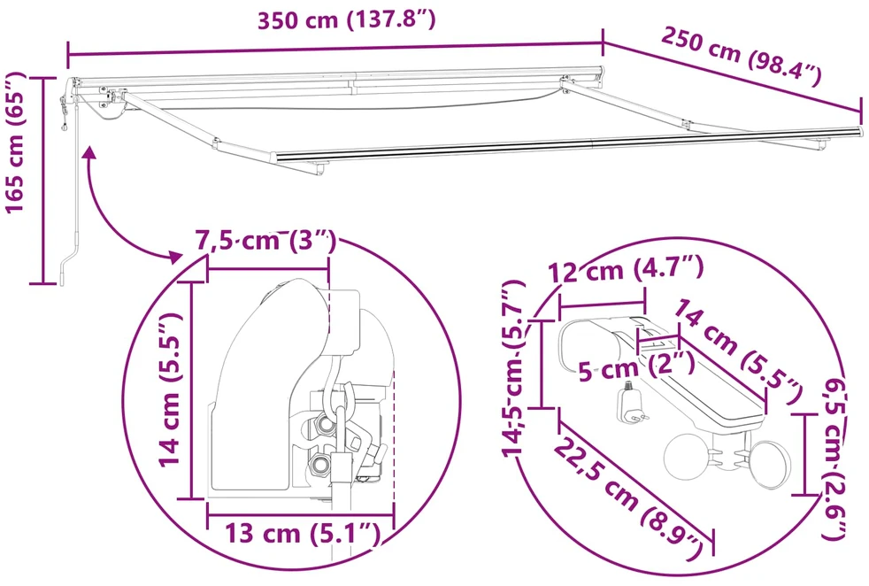 Ištraukiama markizė Geltona ir Oranžinė 350 x 250 cm