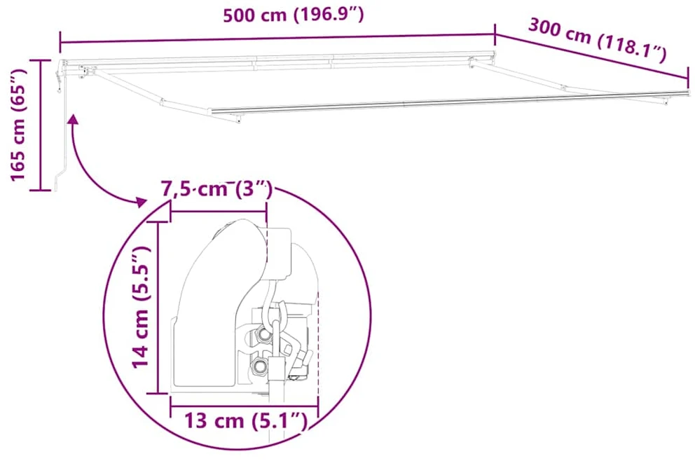 Ištraukiama markizė Geltona ir Oranžinė 500 × 300 cm