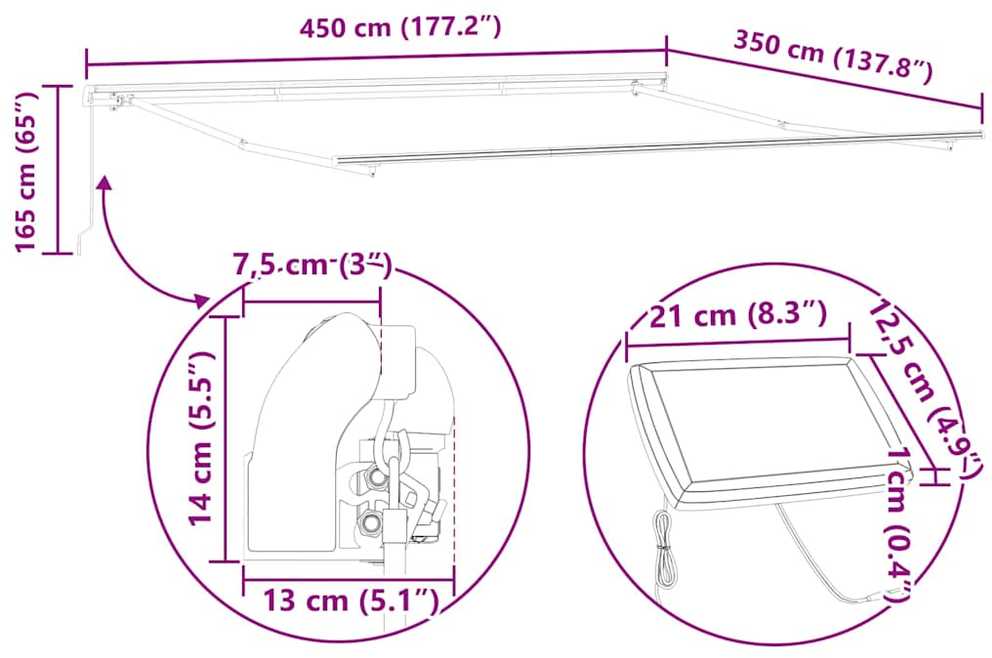 Ištraukiama markizė Geltona ir Oranžinė 450 × 350 cm