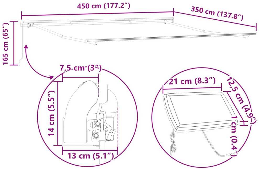 Ištraukiama markizė Geltona ir Oranžinė 450 × 350 cm