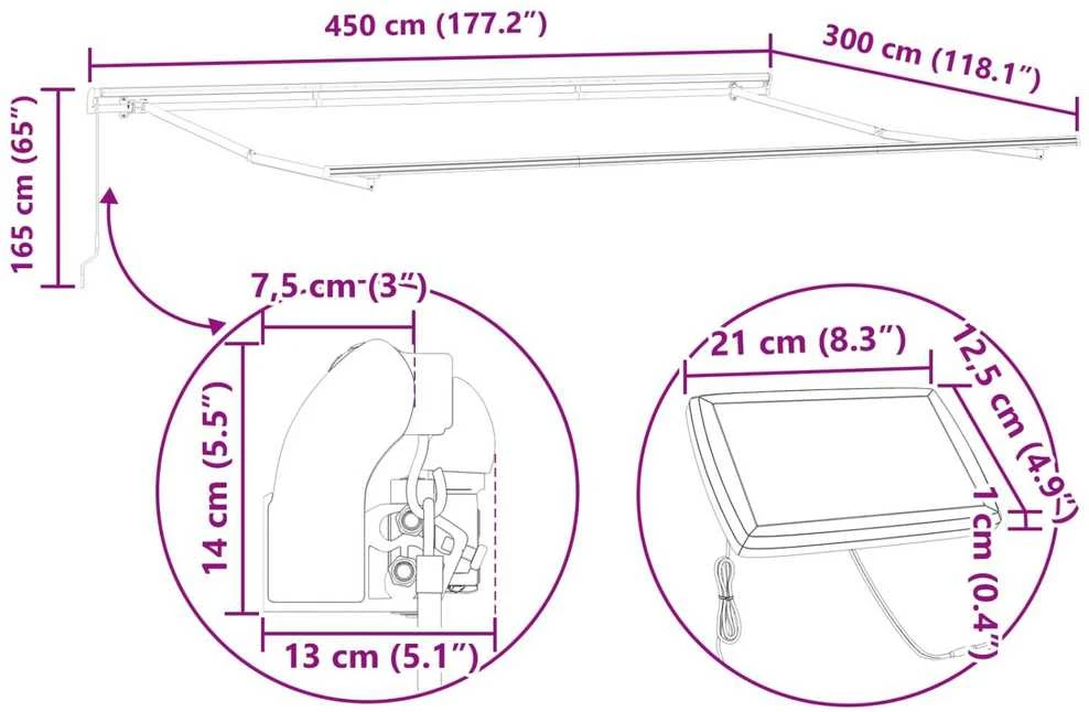 Ištraukiama markizė Geltona ir Oranžinė 450 × 300 cm