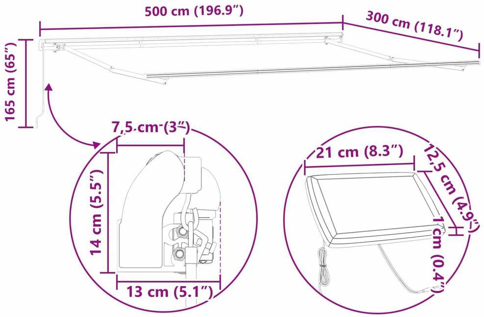 Ištraukiama markizė Geltona ir Oranžinė 500 × 300 cm