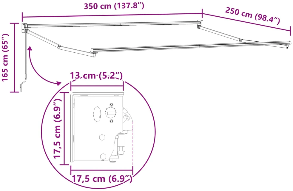 Ištraukiama markizė Įvairiaspalvis 350 x 250 cm